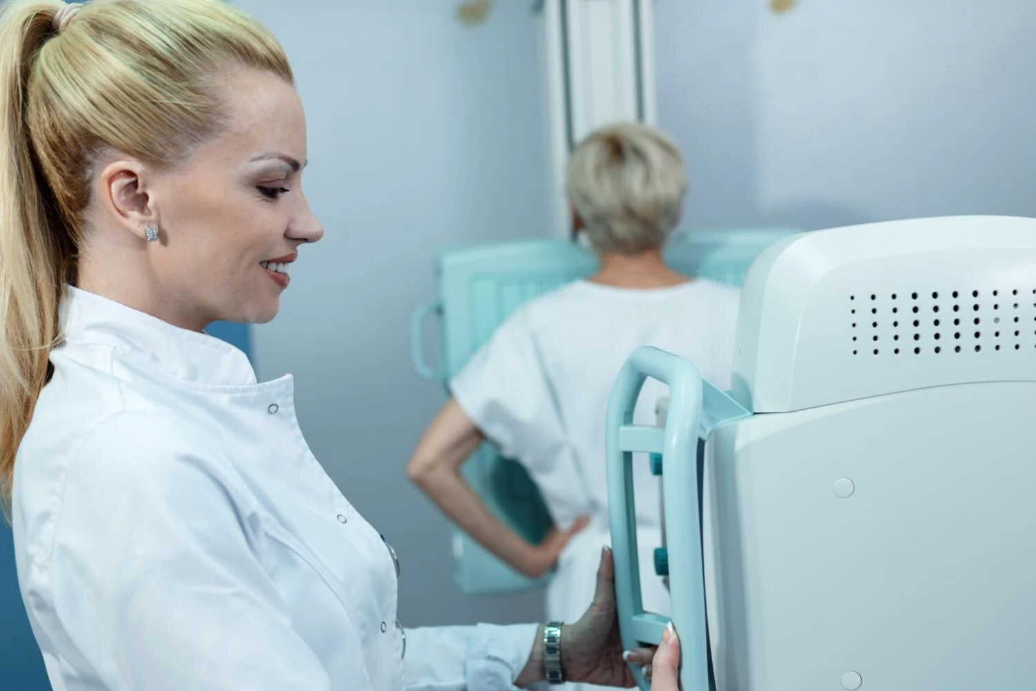 Doctor doing breast radiology