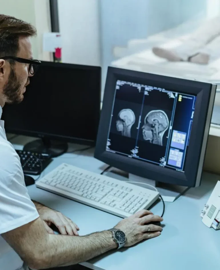 Doctor working as radiographer